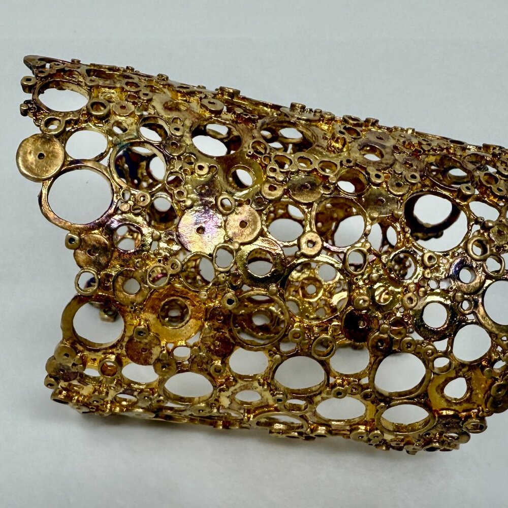 Alexis Bittar Gold Open Circle Cuff Bracelet – Sculptural Statement Wide Bangle - Picture 8 of 8